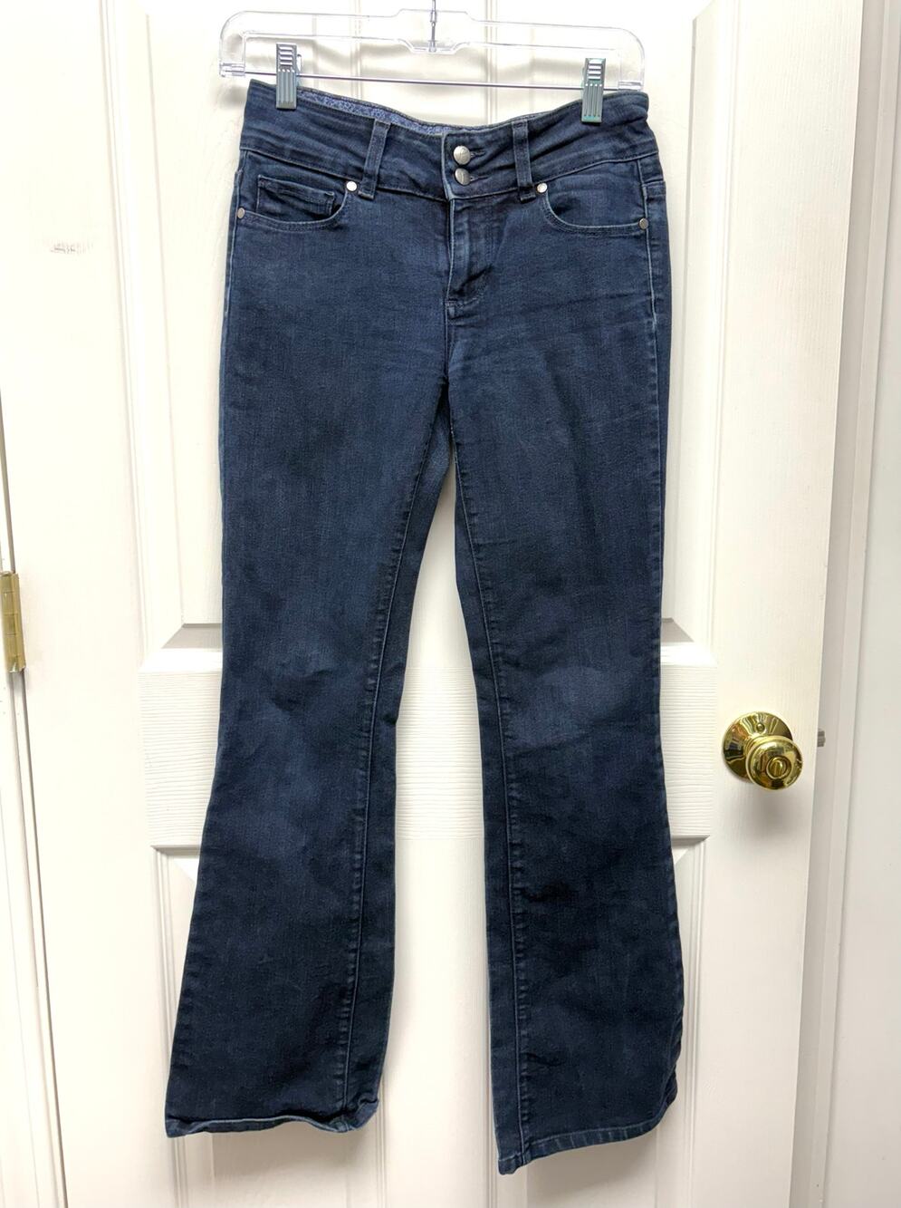 Paige Jeans Hidden Hills Dark Wash Lower Rise 2 Button Bootcut Women’s Size 26